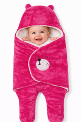 BRANDONN Hooded Smiley Baby Swaddle Blanket (0–9 Months, Pack of 1)