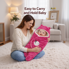 BRANDONN Hooded Smiley Baby Swaddle Blanket (0–9 Months, Pack of 1)