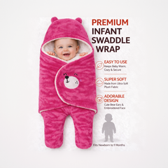 BRANDONN Hooded Smiley Baby Swaddle Blanket (0–9 Months, Pack of 1)