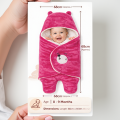 BRANDONN Hooded Smiley Baby Swaddle Blanket (0–9 Months, Pack of 1)
