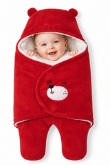 BRANDONN New born Baby Blanket Pack of Hooded Smiley Wearable Swaddle Wrapper PBRANDONN Hooded Baby Blanket Wrapper with Smiley Design for Newborns (0-12 Months)ack of 1, 0 - 9 Months