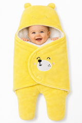 BRANDONN New born Baby Blanket Pack of Hooded Smiley Wearable Swaddle Wrapper PBRANDONN Hooded Baby Blanket Wrapper with Smiley Design for Newborns (0-12 Months)ack of 1, 0 - 9 Months