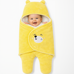 BRANDONN Hooded Smiley Baby Swaddle Blanket (0–9 Months, Pack of 1)