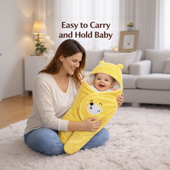 BRANDONN Hooded Smiley Baby Swaddle Blanket (0–9 Months, Pack of 1)