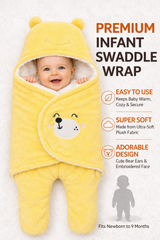 BRANDONN Hooded Smiley Baby Swaddle Blanket (0–9 Months, Pack of 1)