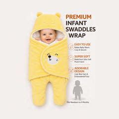 BRANDONN Hooded Smiley Baby Swaddle Blanket (0–9 Months, Pack of 1)