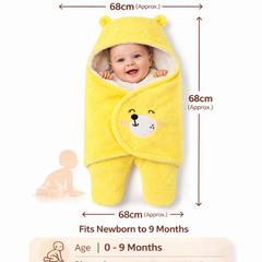 BRANDONN Hooded Smiley Baby Swaddle Blanket (0–9 Months, Pack of 1)