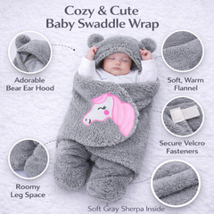 BRANDONN Hooded Newborn Swaddle Blanket – Unicorn, 0–9 Months