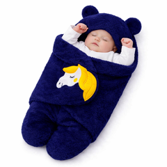 BRANDONN Hooded Newborn Swaddle Blanket – Unicorn, 0–9 Months