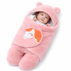 BRANDONN Hooded Newborn Swaddle Blanket – Unicorn, 0–9 Months