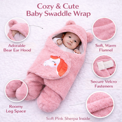BRANDONN Hooded Newborn Swaddle Blanket – Unicorn, 0–9 Months