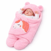BRANDONN Hooded Newborn Swaddle Blanket – Unicorn, 0–9 Months