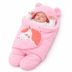BRANDONN Hooded Newborn Swaddle Blanket – Unicorn, 0–9 Months