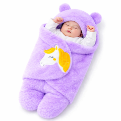 BRANDONN Hooded Newborn Swaddle Blanket – Unicorn, 0–9 Months