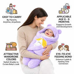 BRANDONN Hooded Newborn Swaddle Blanket – Unicorn, 0–9 Months