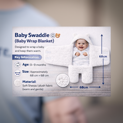 BRANDONN Hooded Newborn Swaddle Blanket – Unicorn, 0–9 Months