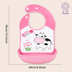 BRANDONN Baby Silicone Bibs for Feeding & Weaning | Waterproof, Washable & Reusable | Adjustable Neck Closure | Easy-Clean Mess-Proof Bibs for Babies & Toddlers | Pack of 2