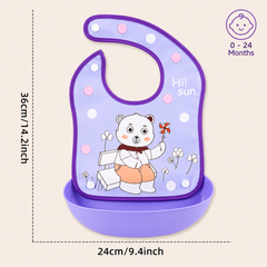 BRANDONN Baby Silicone Bibs for Feeding & Weaning | Waterproof, Washable & Reusable | Adjustable Neck Closure | Easy-Clean Mess-Proof Bibs for Babies & Toddlers | Pack of 2
