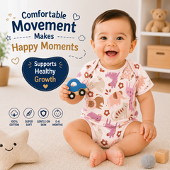 BRANDONN BabySoft Cotton Romper Set (Pack of 4) – Newborn Unisex Half Sleeve Bodysuits