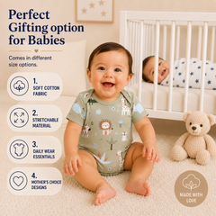 BRANDONN BabySoft Cotton Romper Set (Pack of 4) – Newborn Unisex Half Sleeve Bodysuits