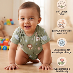 BRANDONN BabySoft Cotton Romper Set (Pack of 3) – Newborn Unisex Half Sleeve Bodysuits