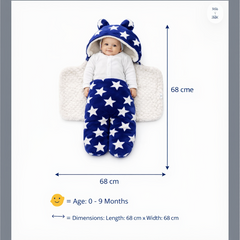 BRANDONN Newborn Hooded Swaddle Blanket Gift Set (Pack of 2), Star Print, 0–9 Months