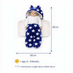 BRANDONN Newborn Hooded Swaddle Blanket Gift Set (Pack of 2), Star Print, 0–9 Months