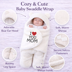 BRANDONN Newborn Hooded Swaddle Blanket Gift Set (Pack of 2), Love Embroidered, 0–9 Months**