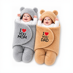 BRANDONN Newborn Hooded Swaddle Blanket Gift Set (Pack of 2), Love Embroidered, 0–9 Months**