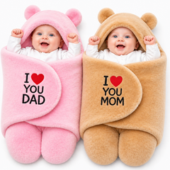 BRANDONN Newborn Hooded Swaddle Blanket Gift Set (Pack of 2), Love Embroidered, 0–9 Months**