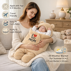 BRANDONN Newborn Hooded Swaddle Blanket Gift Set (Pack of 2), Love Embroidered, 0–9 Months**