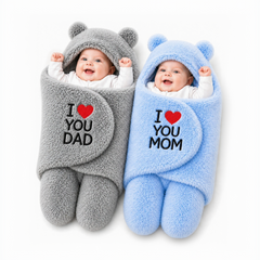 BRANDONN Newborn Hooded Swaddle Blanket Gift Set (Pack of 2), Love Embroidered, 0–9 Months**