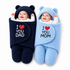 BRANDONN Newborn Hooded Swaddle Blanket Gift Set (Pack of 2), Love Embroidered, 0–9 Months**