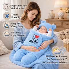 BRANDONN Newborn Hooded Swaddle Blanket Gift Set (Pack of 2), Love Embroidered, 0–9 Months**