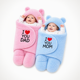 BRANDONN Newborn Hooded Swaddle Blanket Gift Set (Pack of 2), Love Embroidered, 0–9 Months**