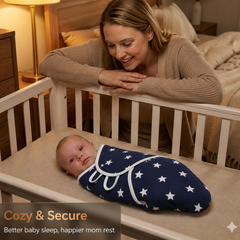 BRANDONN Baby Swaddle Wrap & Cotton Blanket Set for Newborns (0–6 Months), Adjustable, Soft 100% Cotton, Pack of 2, Multi-Color