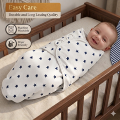 BRANDONN Baby Swaddle Wrap & Cotton Blanket Set for Newborns (0–6 Months), Adjustable, Soft 100% Cotton, Pack of 2, Multi-Color