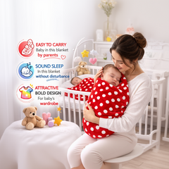 BRANDONN Newborn Baby Swaddle Blanket Gift Pack – Polka Print, Pack of 3 & Pack of 2 (0–12 Months)