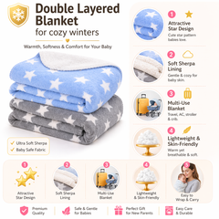 BRANDONN Newborn Baby Swaddle Blanket Gift Pack – Star Print Crib Wrapper (Pack of 2, 0–12 Months)