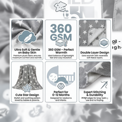 BRANDONN Newborn Baby Swaddle Blanket Gift Pack – Star Print Crib Wrapper (Pack of 2, 0–12 Months)
