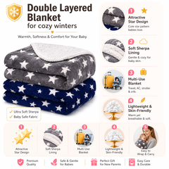 BRANDONN Newborn Baby Swaddle Blanket Gift Pack – Star Print Crib Wrapper (Pack of 2, 0–12 Months)