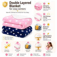 BRANDONN Newborn Baby Swaddle Blanket Gift Pack – Star Print Crib Wrapper (Pack of 2, 0–12 Months)