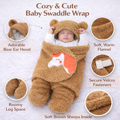 BRANDONN Newborn Baby Hooded Swaddle Blanket Gift Set (Pack of 2), Unicorn Print, 0–9 Months