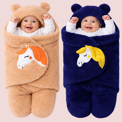 BRANDONN Newborn Baby Hooded Swaddle Blanket Gift Set (Pack of 2), Unicorn Print, 0–9 Months