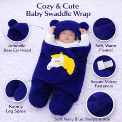 BRANDONN Newborn Baby Hooded Swaddle Blanket Gift Set (Pack of 2), Unicorn Print, 0–9 Months