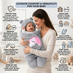 BRANDONN Newborn Baby Hooded Swaddle Blanket Gift Set (Pack of 2), Unicorn Print, 0–9 Months