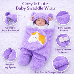 BRANDONN Newborn Baby Hooded Swaddle Blanket Gift Set (Pack of 2), Unicorn Print, 0–9 Months