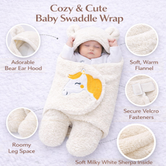 BRANDONN Newborn Baby Hooded Swaddle Blanket Gift Set (Pack of 2), Unicorn Print, 0–9 Months