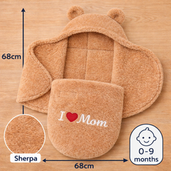 BRANDONN Newborn Hooded Baby Blanket & Bath Towel with Love Embroidery (0–9 Months)