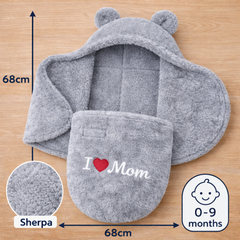BRANDONN Newborn Hooded Baby Blanket & Bath Towel with Love Embroidery (0–9 Months)